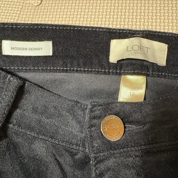 LOFT Women’s Modern Skinny Black Velvet Pants Size 12 Cotton Stretch Goth Chic - Picture 5 of 11